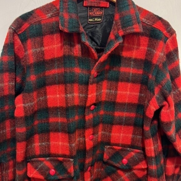 Vintage Carss Mackinaw red plaid wool button down jacket - Picture 4 of 10